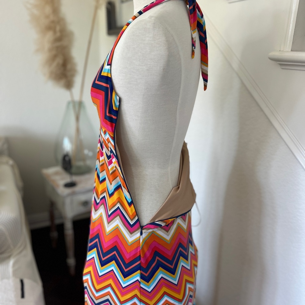 Trina Turk Multicolor Chevron Pattern Halter Maxi… - image 8